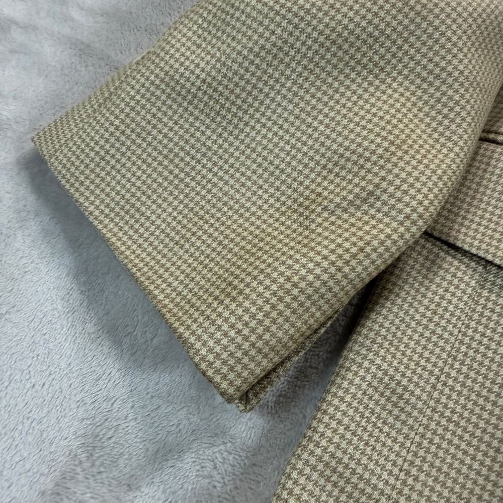 Lauren Ralph Lauren Mens 44R Silk Wool Houndstooth Sport Coat Blazer Tan Cream - Picture 4 of 12